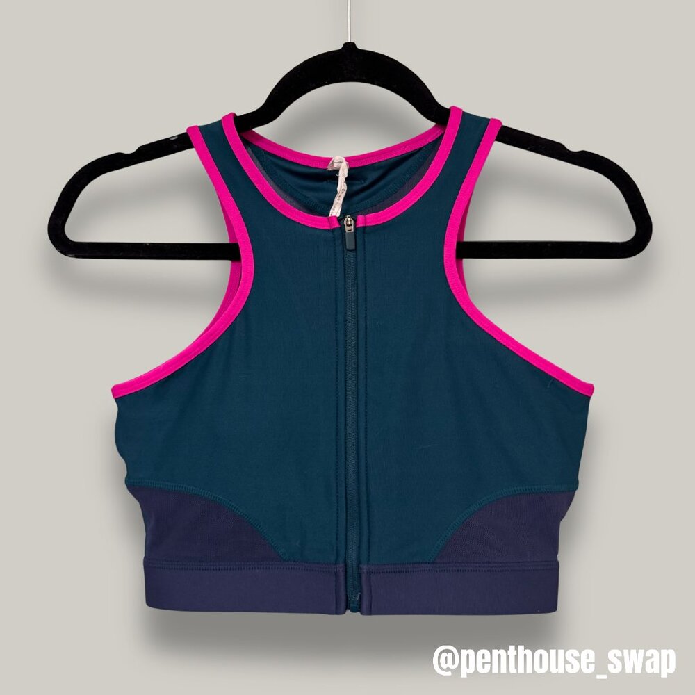 Mondetta Jewel Tone Zip Up Sports Bra Top, Size S